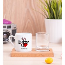 Hediye Dükkanı Kişiye Özel  Doktor Ahşap Sunumlu Türk Kahvesi Fincanı