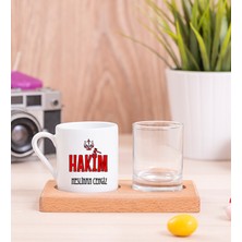 Hediye Dükkanı Kişiye Özel  Hakim Ahşap Sunumlu Türk Kahvesi Fincanı