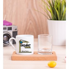 Hediye Dükkanı Kişiye Özel  Inşaat Teknikeri Ahşap Sunumlu Türk Kahvesi Fincanı