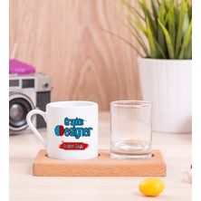 Hediye Dükkanı Kişiye Özel  Grafiker Ahşap Sunumlu Türk Kahvesi Fincanı