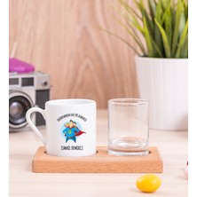 Hediye Dükkanı Kişiye Özel  Süper Baba Ahşap Sunumlu Türk Kahvesi Fincanı