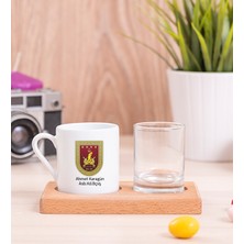 Hediye Dükkanı Kişiye Özel  Kara Kuvvetleri Ahşap Sunumlu Türk Kahvesi Fincanı