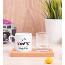 Hediye Dükkanı Kişiye Özel  Erkek Kuaförü Ahşap Sunumlu Türk Kahvesi Fincanı