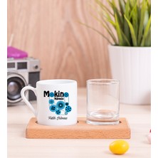 Hediye Dükkanı Kişiye Özel  Makine Mühendisi Ahşap Sunumlu Türk Kahvesi Fincanı