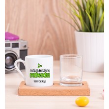 Hediye Dükkanı Kişiye Özel  Metalurji ve Malzeme Mühendisi Ahşap Sunumlu Türk Kahvesi Fincanı