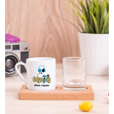 Hediye Dükkanı Kişiye Özel  Odyolog Ahşap Sunumlu Türk Kahvesi Fincanı