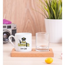 Hediye Dükkanı Kişiye Özel  Özel Güvenlik Ahşap Sunumlu Türk Kahvesi Fincanı