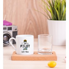 Hediye Dükkanı Kişiye Özel  Pilot Ahşap Sunumlu Türk Kahvesi Fincanı