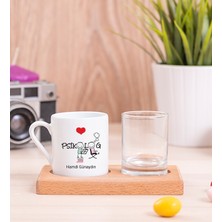 Hediye Dükkanı Kişiye Özel  Psikolog Ahşap Sunumlu Türk Kahvesi Fincanı