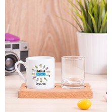 Hediye Dükkanı Kişiye Özel  Okul Öncesi Öğretmeni Ahşap Sunumlu Türk Kahvesi Fincanı