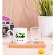 Hediye Dükkanı Kişiye Özel  Otomotiv Mühendisi Ahşap Sunumlu Türk Kahvesi Fincanı