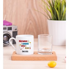 Hediye Dükkanı Kişiye Özel  Öğretmenler Günü Ahşap Sunumlu Türk Kahvesi Fincanı