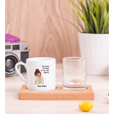 Hediye Dükkanı Kişiye Özel  Astronotlar Sanıyor Ahşap Sunumlu Türk Kahvesi Fincanı