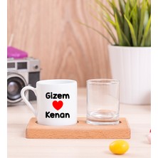 Hediye Dükkanı Kişiye Özel  Sevgililere Özel Isim Yazılı Ahşap Sunumlu Türk Kahvesi Fincanı