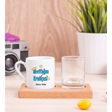 Hediye Dükkanı Kişiye Özel  Mutfağın Kraliçesi Ahşap Sunumlu Türk Kahvesi Fincanı