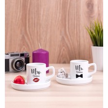 Hediye Dükkanı Kişiye Özel Mr Mrs Tasarımlı Ikili Concept Türk Kahvesi Fincanı