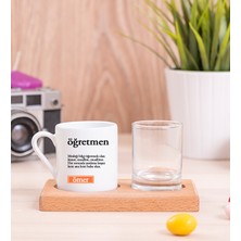 Hediye Dükkanı Kişiye Özel  Öğretmen Kelime Anlamı Ahşap Sunumlu Türk Kahvesi Fincanı