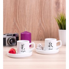 Hediye Dükkanı Kişiye Özel Baş Harfli Çiçek Tasarım Ikili Concept Türk Kahvesi Fincanı