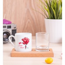 Hediye Dükkanı Kişiye Özel Sevgililere Özel Balon Tasarım Ikili Porselen Türk Kahvesi Fincanı