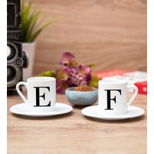 Hediye Dükkanı Kişiye Özel Baş Harfli Ikili Beyaz Türk Kahvesi Fincanı