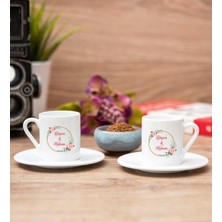 Hediye Dükkanı Kişiye Özel Iki Isimli Çiftlere Özel Ikili Beyaz Türk Kahvesi Fincanı