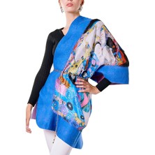 Yün Ipek Keçe Mavi Şal Gustav Klimt The Virgins