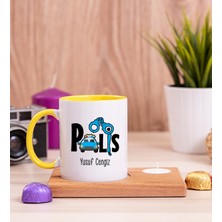 Hediye Dükkanı Kişiye Özel  Polis Ahşap Altlıklı Mumlu Sarı Kupa Bardak