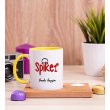 Hediye Dükkanı Kişiye Özel  Spiker Ahşap Altlıklı Mumlu Sarı Kupa Bardak