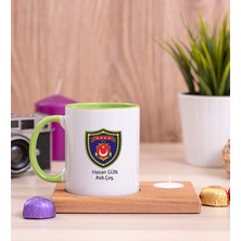 Hediye Dükkanı Kişiye Özel  Deniz Kuvvetleri Ahşap Altlıklı Mumlu Yeşil Kupa Bardak