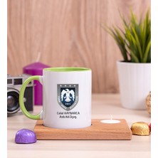 Hediye Dükkanı Kişiye Özel  Hava Kuvvetleri Ahşap Altlıklı Mumlu Yeşil Kupa Bardak