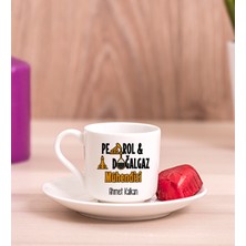 Hediye Dükkanı Kişiye Özel  Petrol Mühendisi Porselen Türk Kahvesi Fincanı