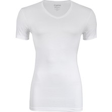 Cansoy Erkek Modal V Yaka Beyaz Tshirt (150)