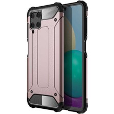noktaks - Samsung Galaxy M22 - Kılıf Çift Katman Zırh Tank Crash Military Kapak - Rose Gold - T20668