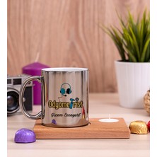 Hediye Dükkanı Kişiye Özel  Odyometrist Ahşap Altlıklı Mumlu Silver Kupa Bardak