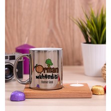 Hediye Dükkanı Kişiye Özel  Orman Mühendisi Ahşap Altlıklı Mumlu Silver Kupa Bardak