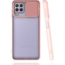kilifone - Samsung Galaxy M22 - Kılıf Slayt Sürgülü Arkası Buzlu Lensi Kapak - Pembe Açık - T20680