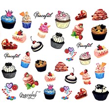 Dumledo Tatlı Cupcakeler Serisi-5 Nail Art Tırnak Sticker