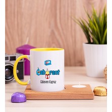 Hediye Dükkanı Kişiye Özel  Laborant Ahşap Altlıklı Mumlu Sarı Kupa Bardak