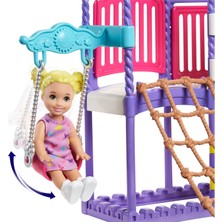 Barbie Bebek Bakıcısı Skipper ve Oyun Parkındaki Bebekleri Seti - Salıncaklı, Kaydıraklı, Kum Havuzlu GHV89