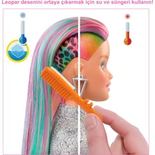 Barbie Leopar Desenli Saçlar Bebeği, 16 Adet Saç Ve Giysi Aksesuarı İle Sarışın Bebek, 3-7 Yaş Arası İçin Grn81