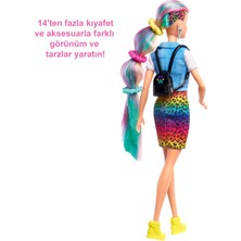 Barbie Leopar Desenli Saçlar Bebeği, 16 Adet Saç Ve Giysi Aksesuarı İle Sarışın Bebek, 3-7 Yaş Arası İçin Grn81
