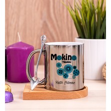 Hediye Dükkanı Kişiye Özel  Makine Teknikeri Ahşap Altlıklı Kaşıklı Silver Kupa Bardak