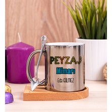 Hediye Dükkanı Kişiye Özel  Peyzaj Mimarı Ahşap Altlıklı Kaşıklı Silver Kupa Bardak