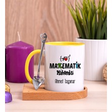 Hediye Dükkanı Kişiye Özel  Matematik Mühendisi Ahşap Altlıklı Kaşıklı Sarı Kupa Bardak
