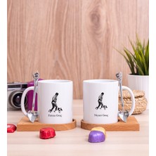 Hediye Dükkanı Kişiye Özel Atatürk Tasarım Ikili Ahşap Altlıklı Beyaz Kupa Bardak