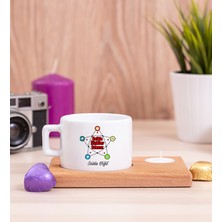 Hediye Dükkanı Kişiye Özel  Halkla Ilişkiler Uzmanı Ahşap Altlıklı Mumlu Fincan