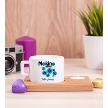 Hediye Dükkanı Kişiye Özel  Makine Mühendisi Ahşap Altlıklı Mumlu Fincan