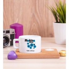 Hediye Dükkanı Kişiye Özel  Makine Teknisyeni Ahşap Altlıklı Mumlu Fincan