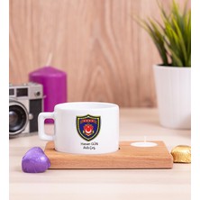 Hediye Dükkanı Kişiye Özel  Deniz Kuvvetleri Ahşap Altlıklı Mumlu Fincan