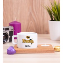 Hediye Dükkanı Kişiye Özel  Arkeolog Ahşap Altlıklı Mumlu Fincan